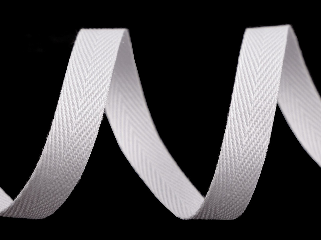 Bandă din bumbac herringbone, 10 mm - Negru (45 Metri)