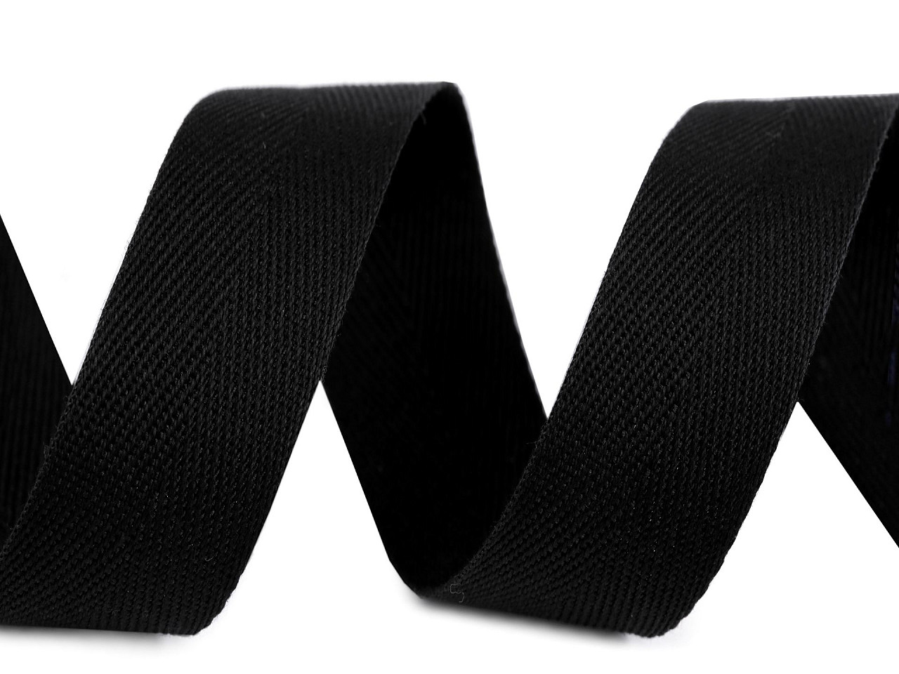 Bandă din bumbac herringbone, lățime 25 mm - Negru (45 Metri)