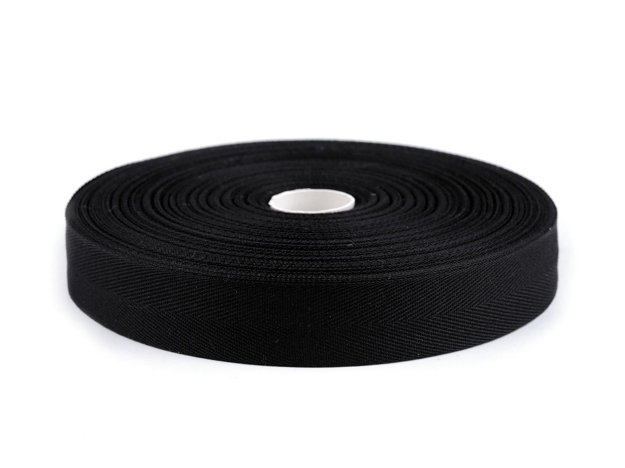 Bandă din bumbac herringbone, lățime 25 mm - Negru (45 Metri)