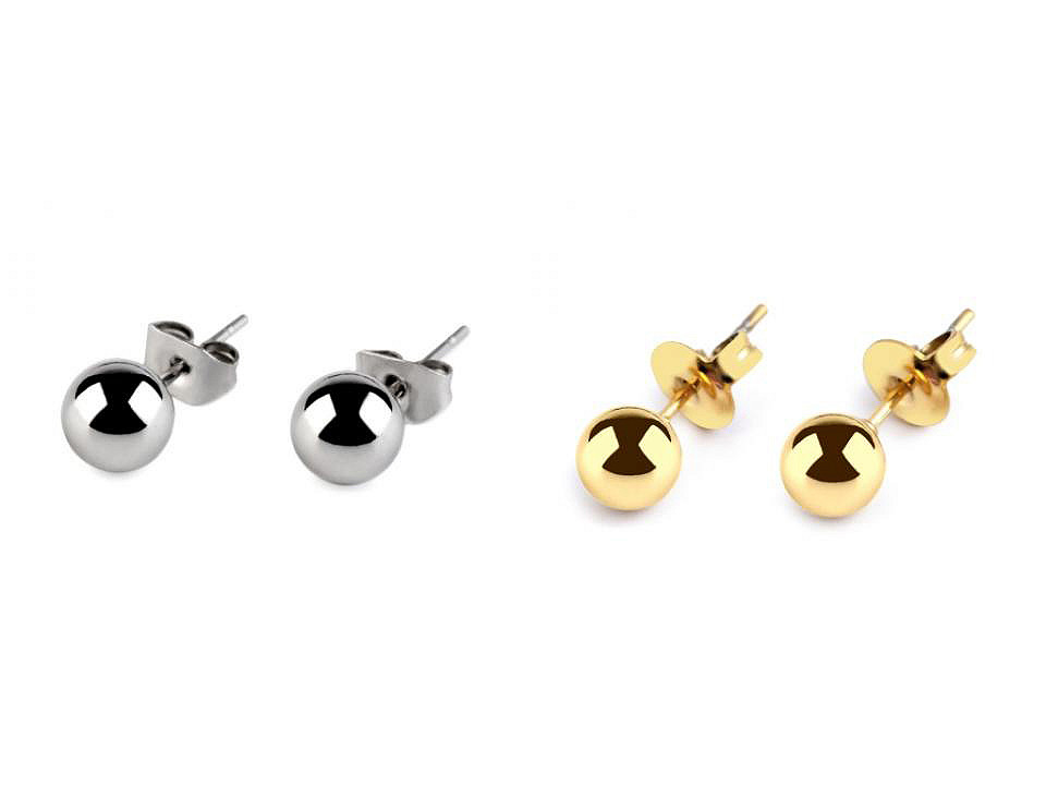 Cercei din oțel inoxidabil - bile lucioase - Argintiu (1 Pereche)