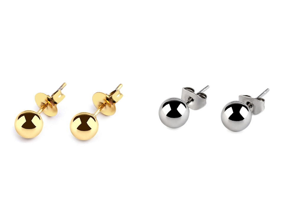 Cercei din oțel inoxidabil - bile lucioase - Argintiu (1 Pereche)