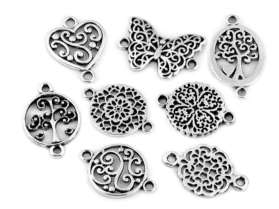 Ornamente metalice filigran - fluture, mandala, inimă, pom - Platinum (5 Bucăți)