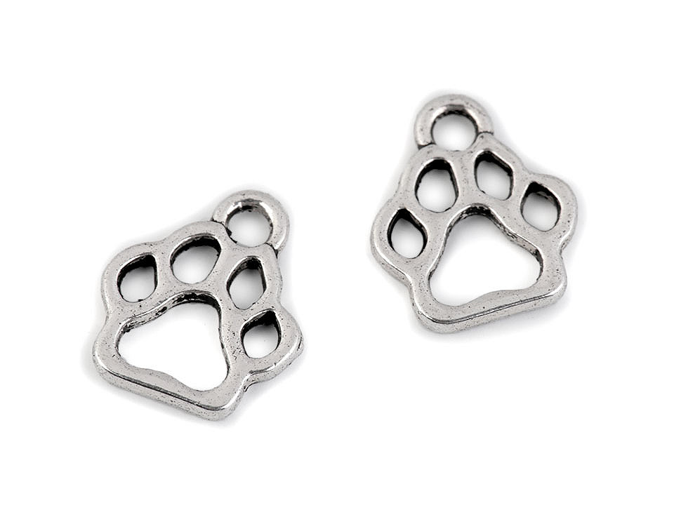 Pandantiv lăbuță câine, 11x13 mm - Platinum (10 Bucăți)