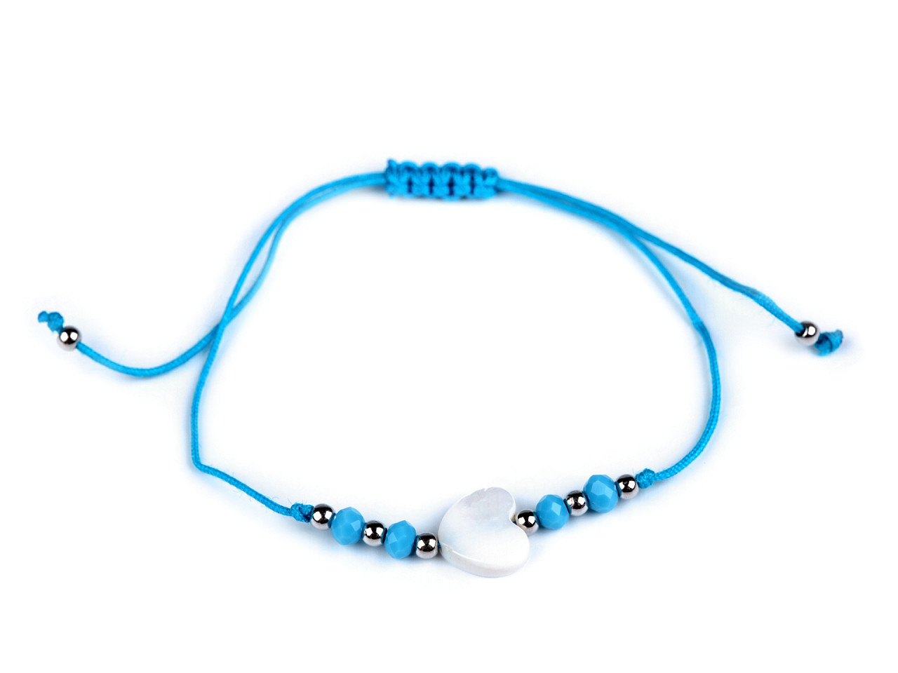 Brățară shamballa inimă - Albastru deschis (1 Bucată)