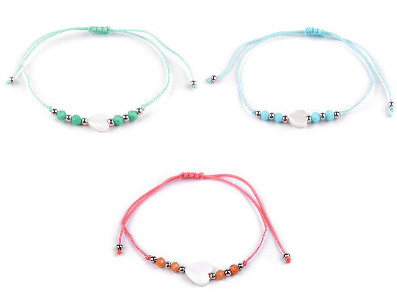 Brățară shamballa inimă - Albastru deschis (1 Bucată)