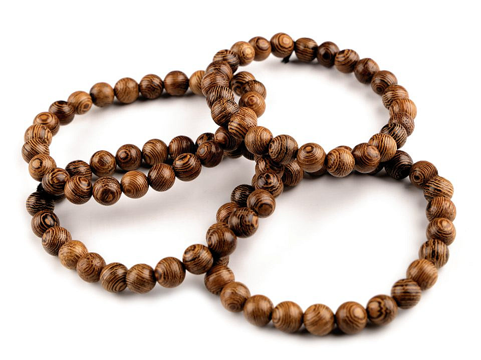 Brățară din mărgele de lemn - Maro natural (1 Bucată)