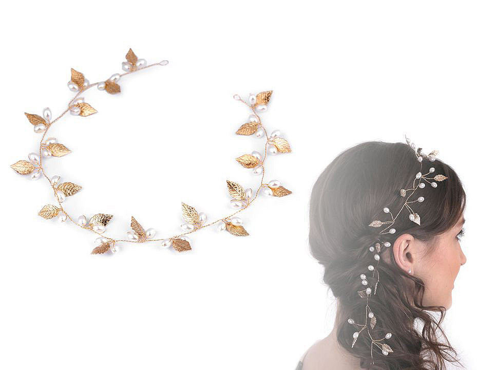 Accesoriu de păr cu perle - Auriu (1 Bucată)