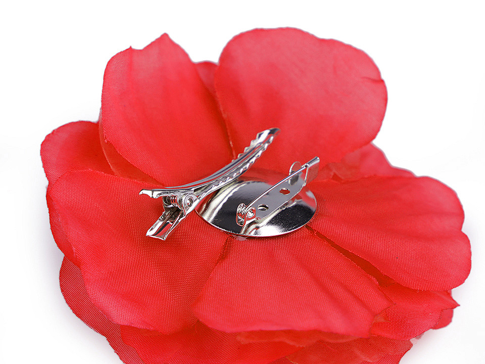 Broșă / clamă de păr trandafir, ø10 cm - Roșu (1 Bucată)