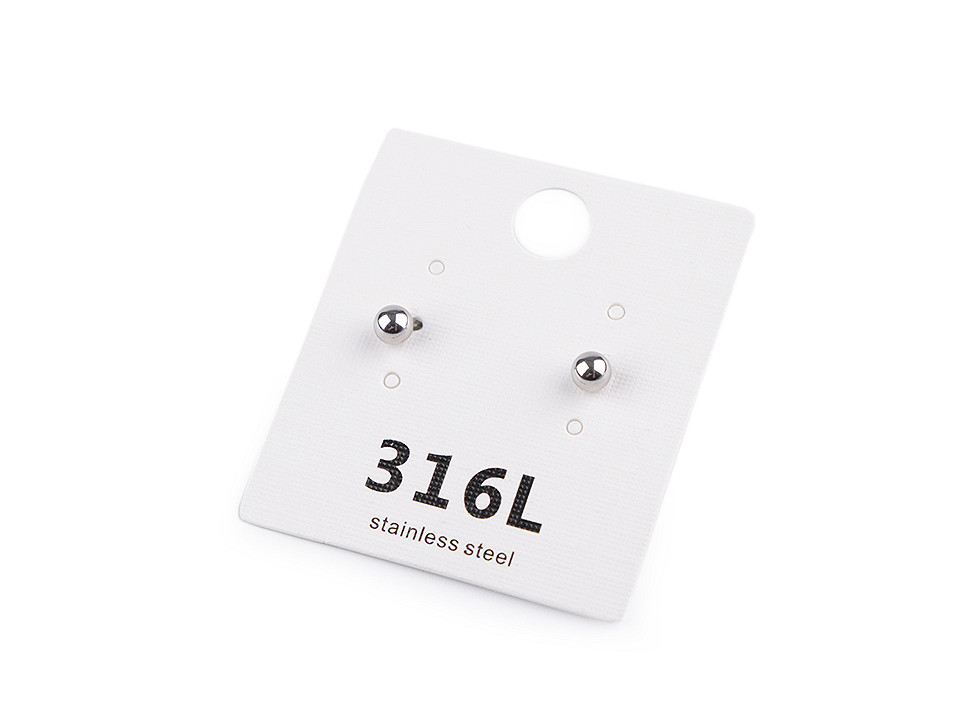 Cercei biluțe din oțel inoxidabil - Argintiu (1 Pereche)