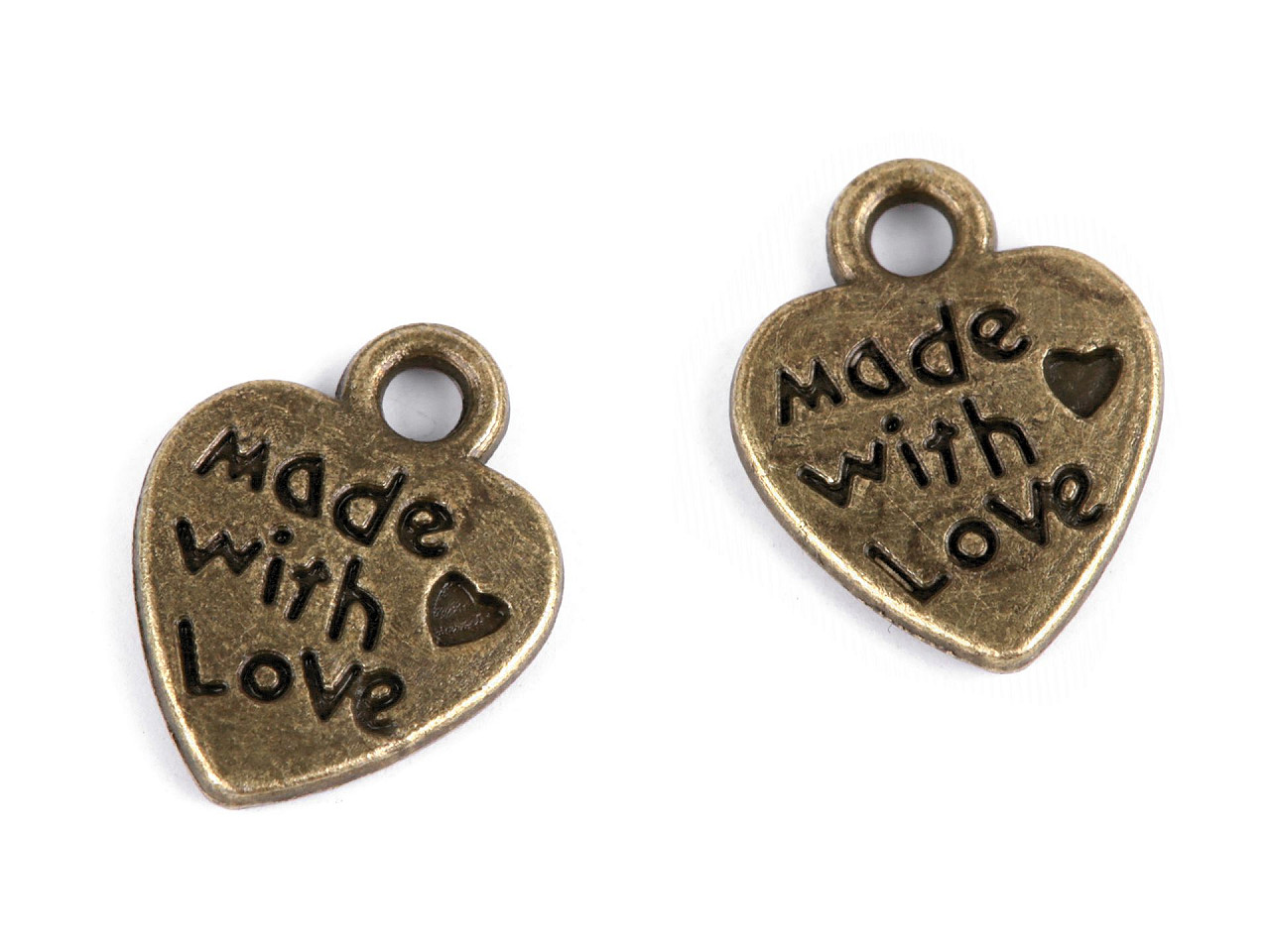 Pandantiv inimioară, 10x12 mm - Platinum (10 Bucăți)