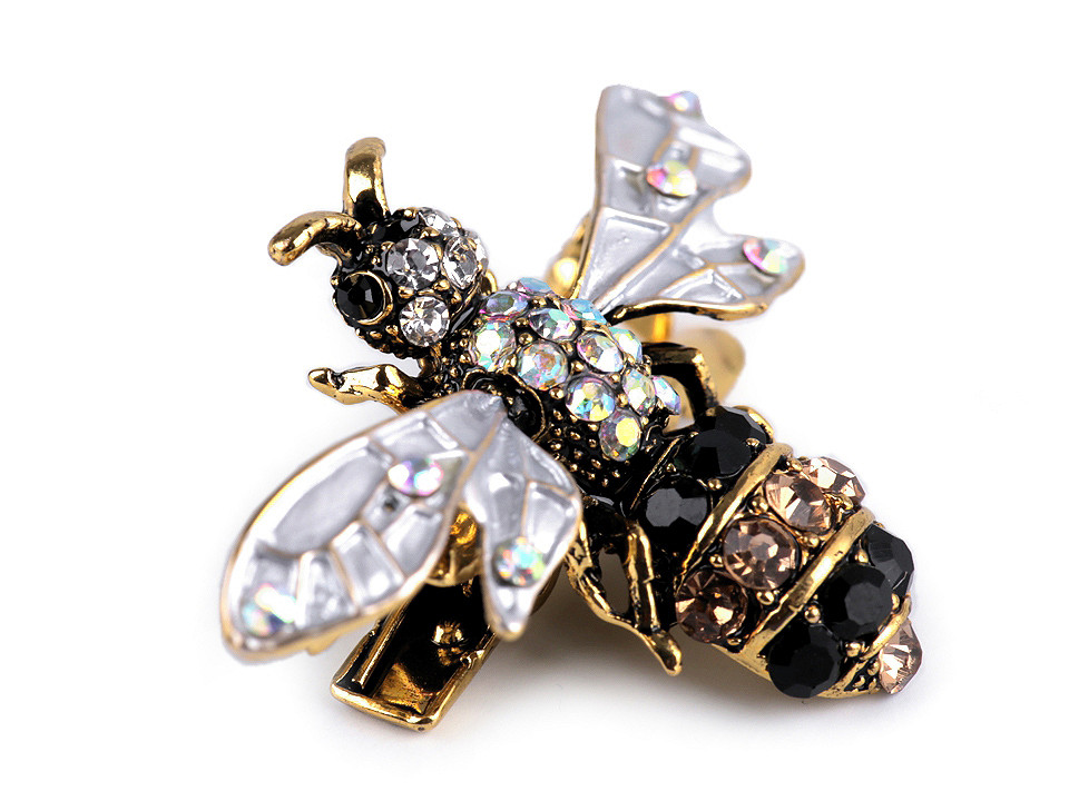 Broșă albină cu pietricele - Auriu (1 Bucată)