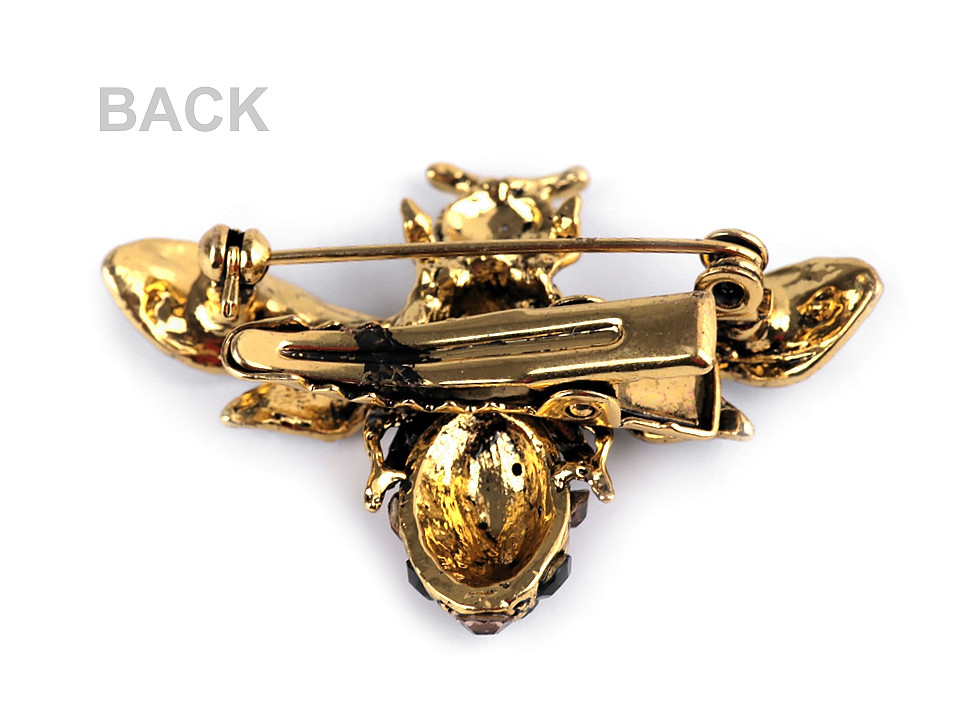 Broșă albină cu pietricele - Auriu (1 Bucată)