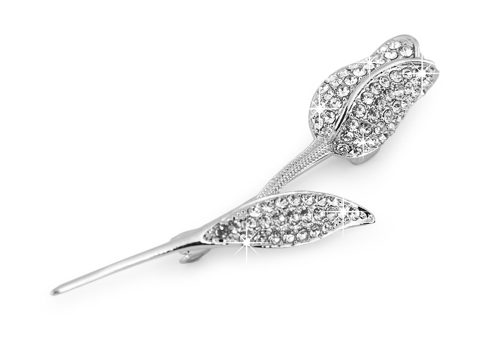 Broșă lalea cu strasuri - Cristal (1 Bucată)