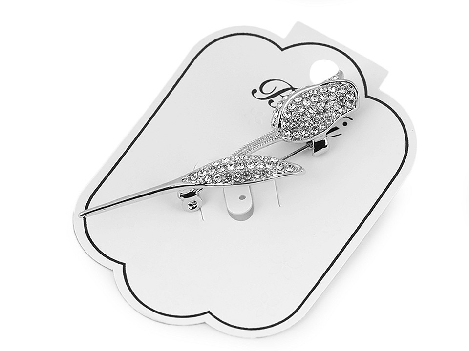 Broșă lalea cu strasuri - Cristal (1 Bucată)