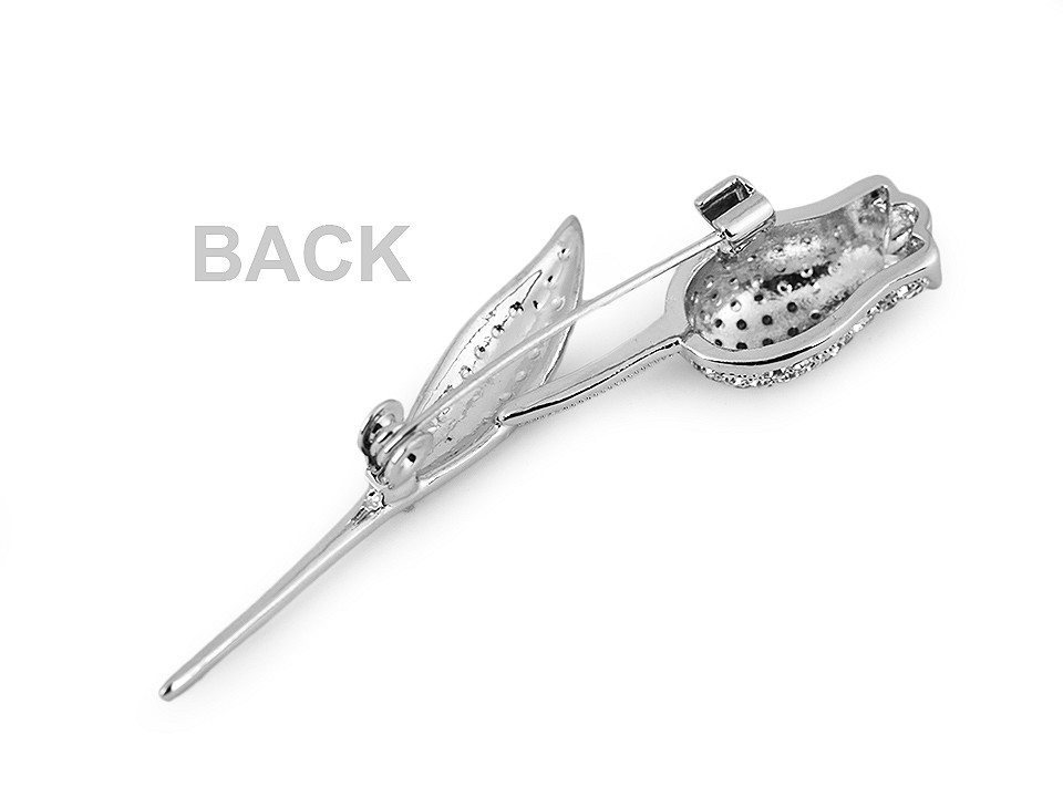 Broșă lalea cu strasuri - Cristal (1 Bucată)