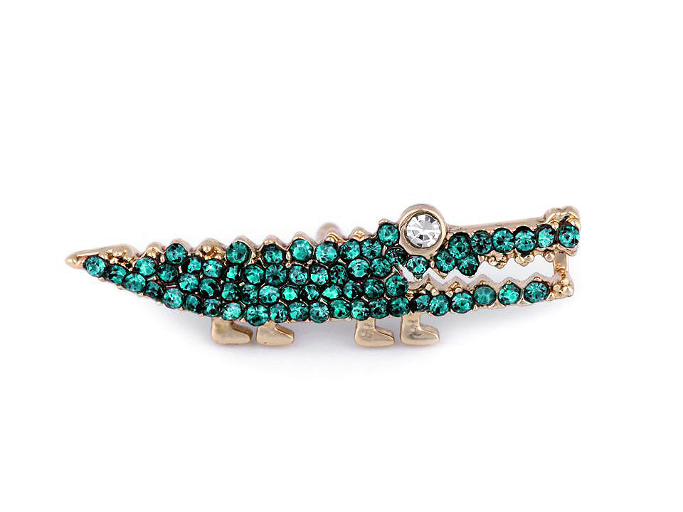 Broșă / insignă cu strasuri - gărgăriță, crocodil - Turcoaz verde (1 Bucată)