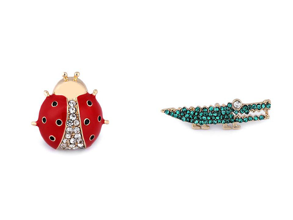 Broșă / insignă cu strasuri - gărgăriță, crocodil - Turcoaz verde (1 Bucată)