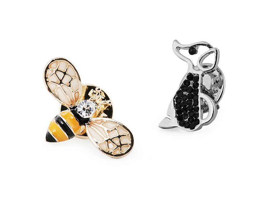 Broșă cu pin - cățel, albină - Platinum (1 Bucată)