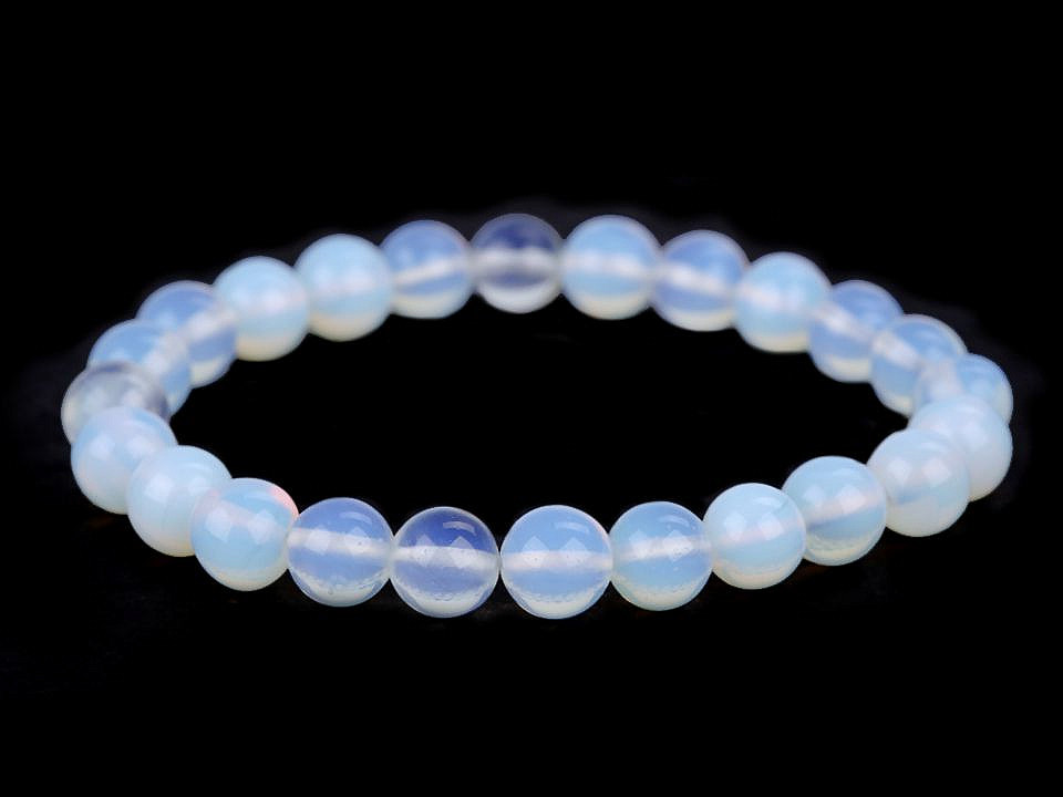 Brăţară cu mărgele opalit - Alb lăptos (1 Bucată)