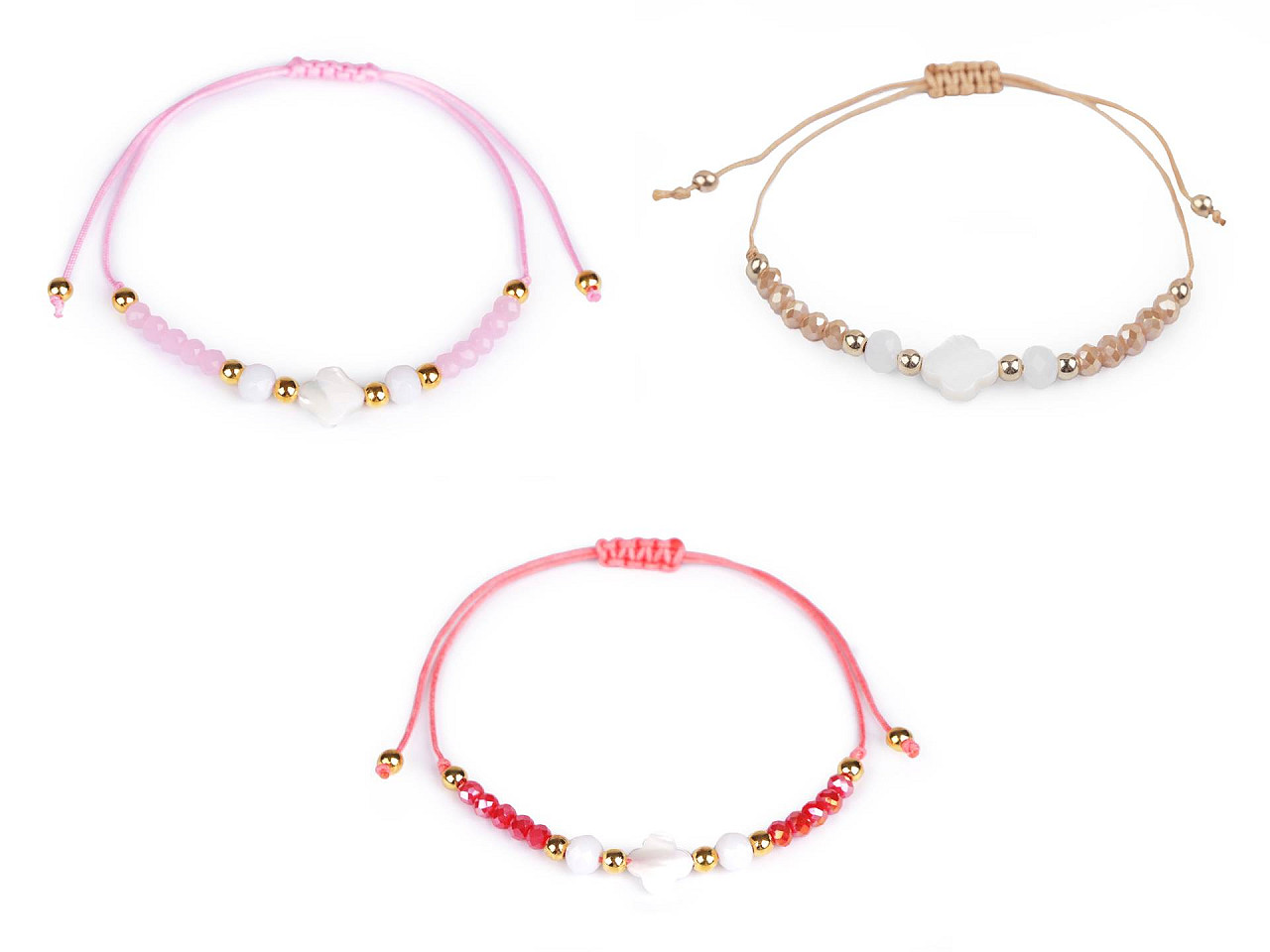 Brățară shamballa cu mărgele din sticlă - Roșu (1 Bucată)