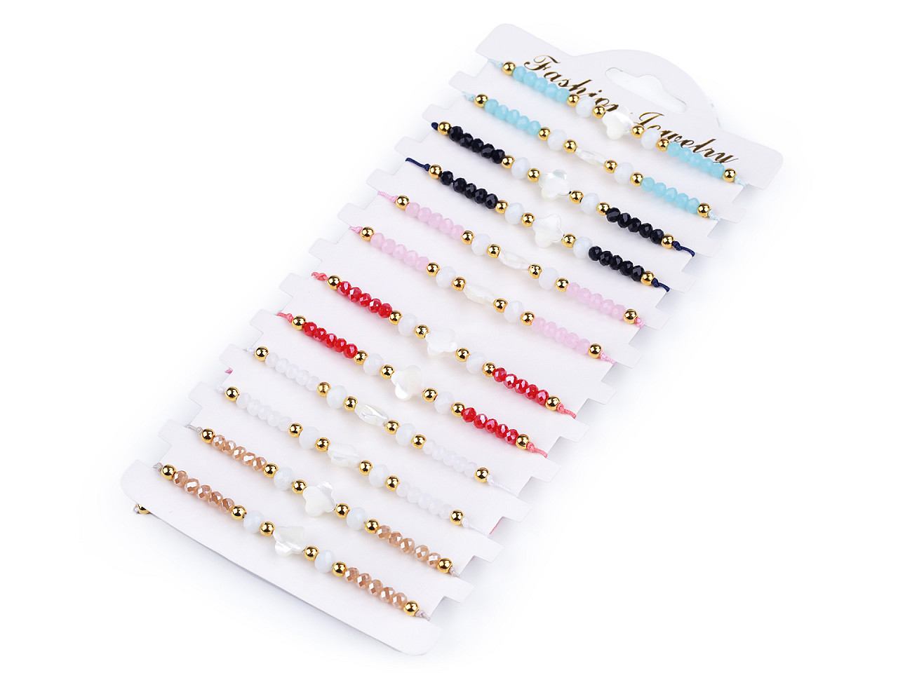 Brățară shamballa cu mărgele din sticlă - Roșu (1 Bucată)