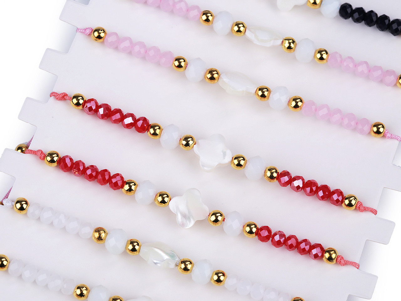 Brățară shamballa cu mărgele din sticlă - Roșu (1 Bucată)