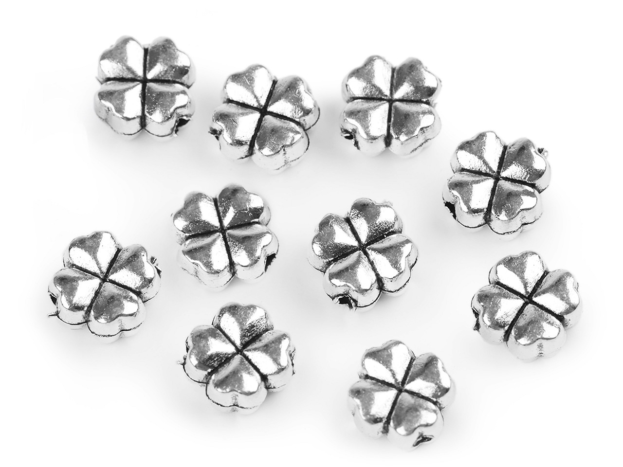 Accesoriu / ornament metalic trifoi, 8x8 mm - Argintiu (10 Bucăți)