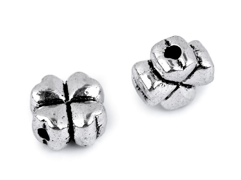 Accesoriu / ornament metalic trifoi, 8x8 mm - Argintiu (10 Bucăți)