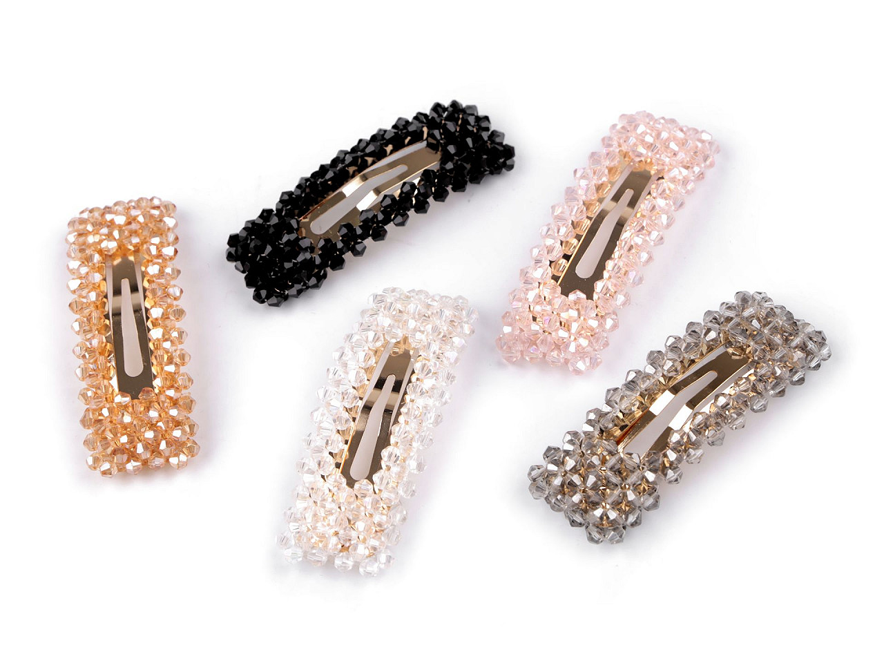 Agrafă de păr cu mărgele fațetate - Auriu deschis (1 Bucată)