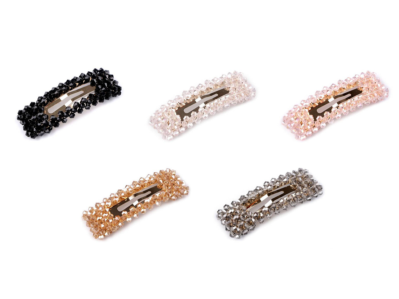 Agrafă de păr cu mărgele fațetate - Auriu deschis (1 Bucată)