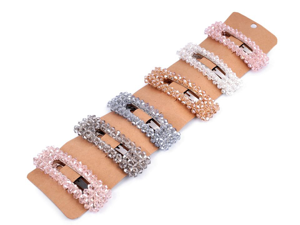 Agrafă de păr cu mărgele fațetate - Auriu deschis (1 Bucată)