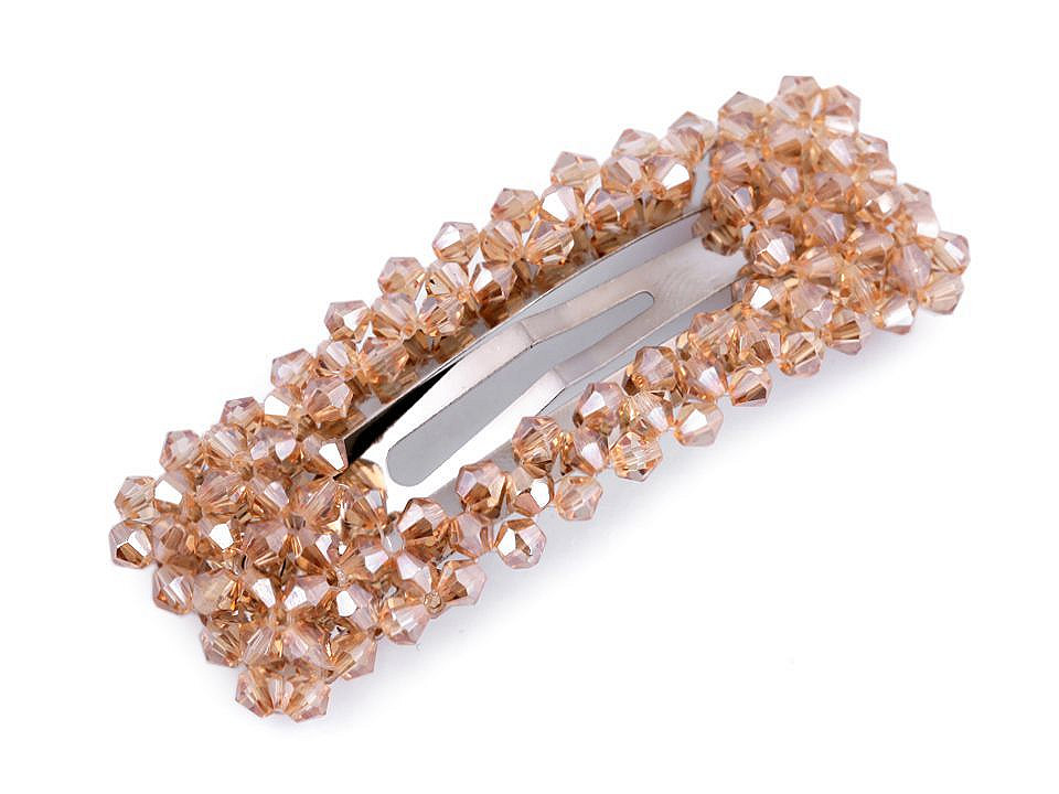 Agrafă de păr cu mărgele fațetate - Auriu deschis (1 Bucată)