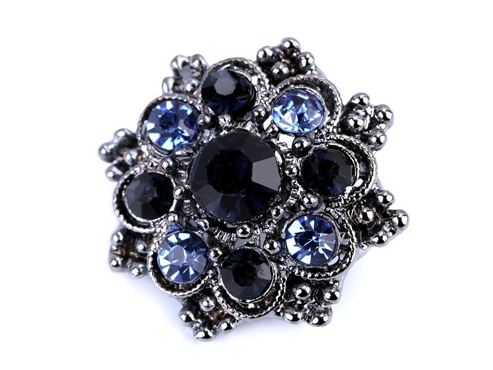 Broșă floare cu strasuri - Albastru delta (1 Bucată)