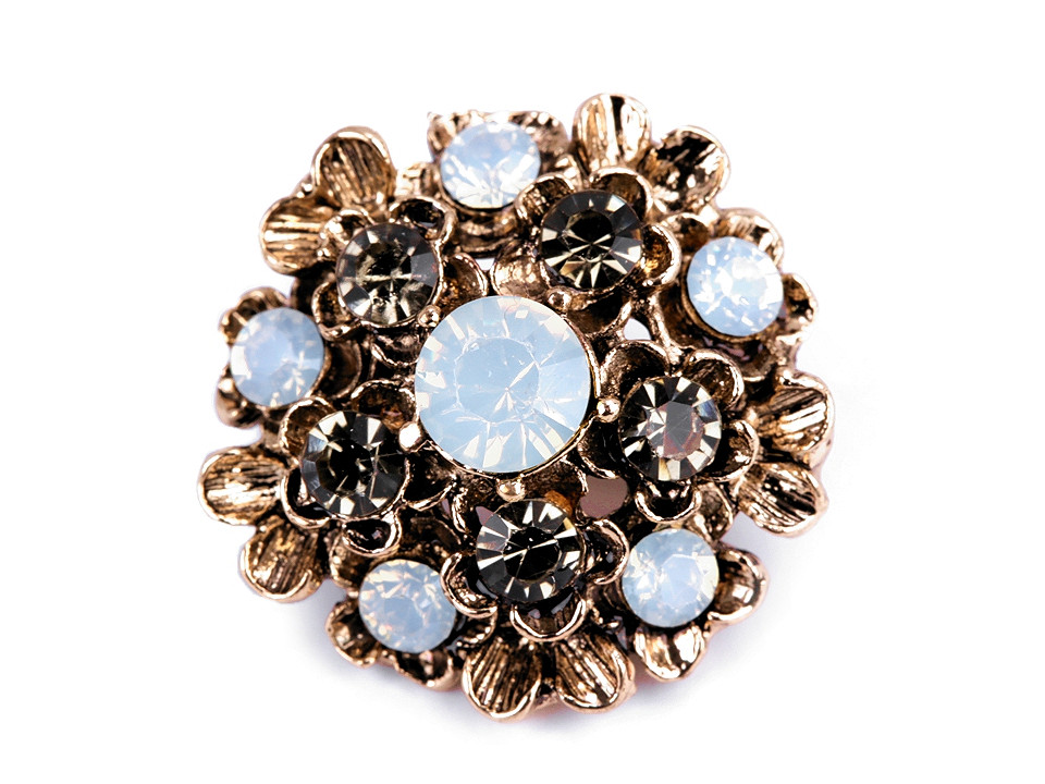 Broșă floare cu strasuri - Albastru delta (1 Bucată)