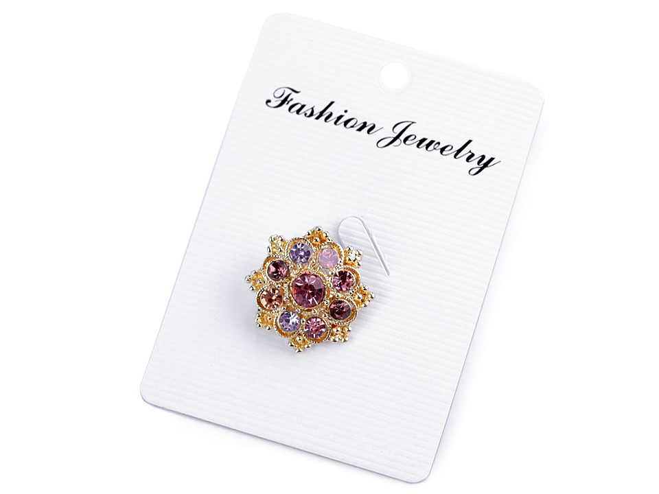 Broșă floare cu strasuri - Albastru delta (1 Bucată)