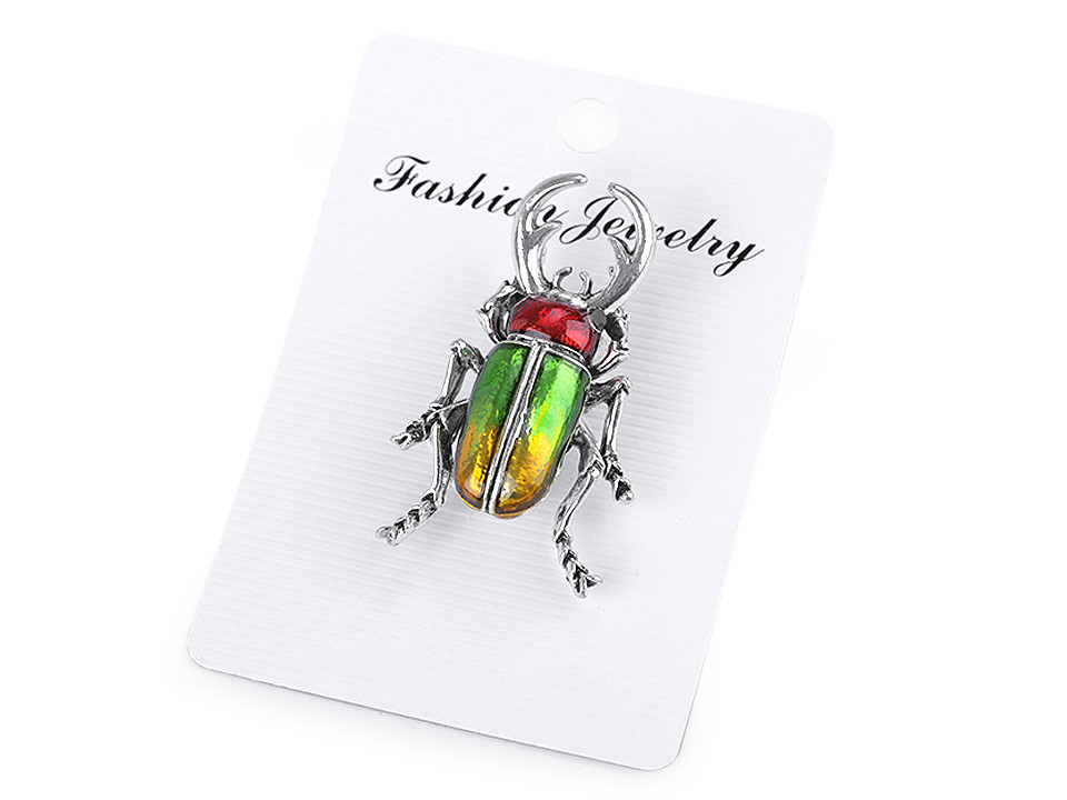 Broșă gândac - Verde (1 Bucată)