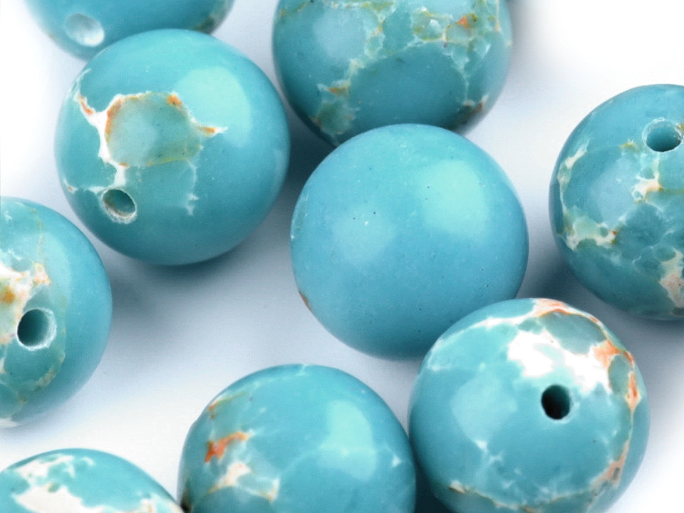 Jasper albastru oceanic mineral sintetic ø8 mm - Turcoaz (12 Bucăți)