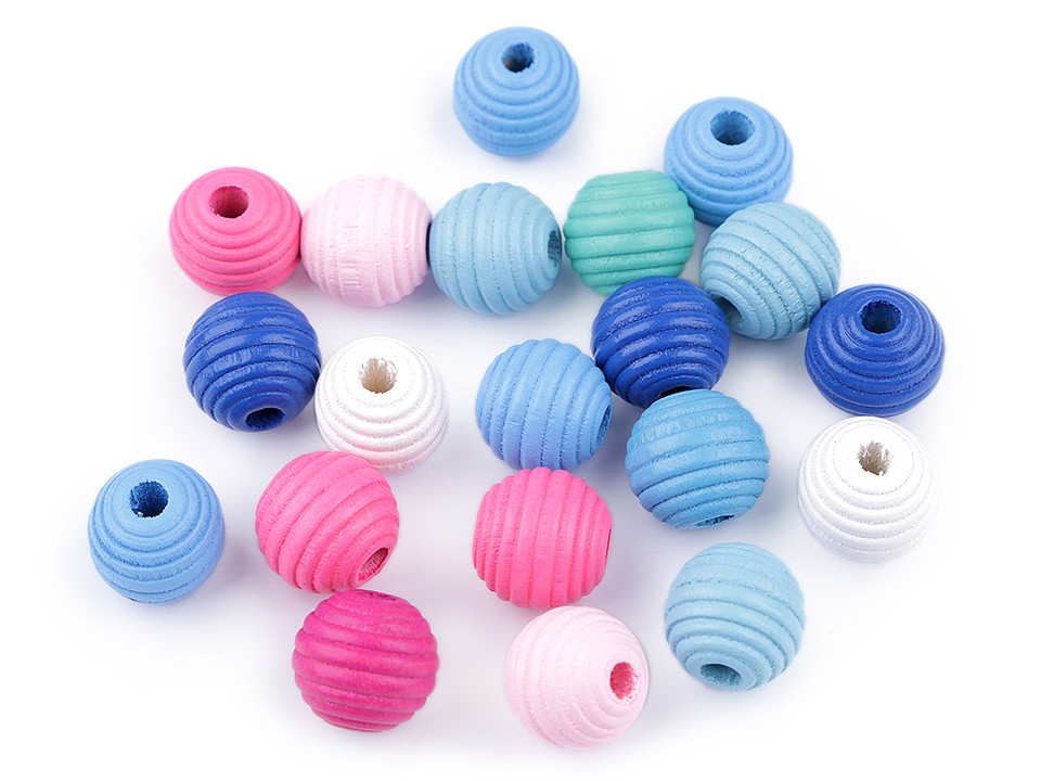 Mărgele din lemn striate, ø13 mm - Mix culori (20 Bucăți)