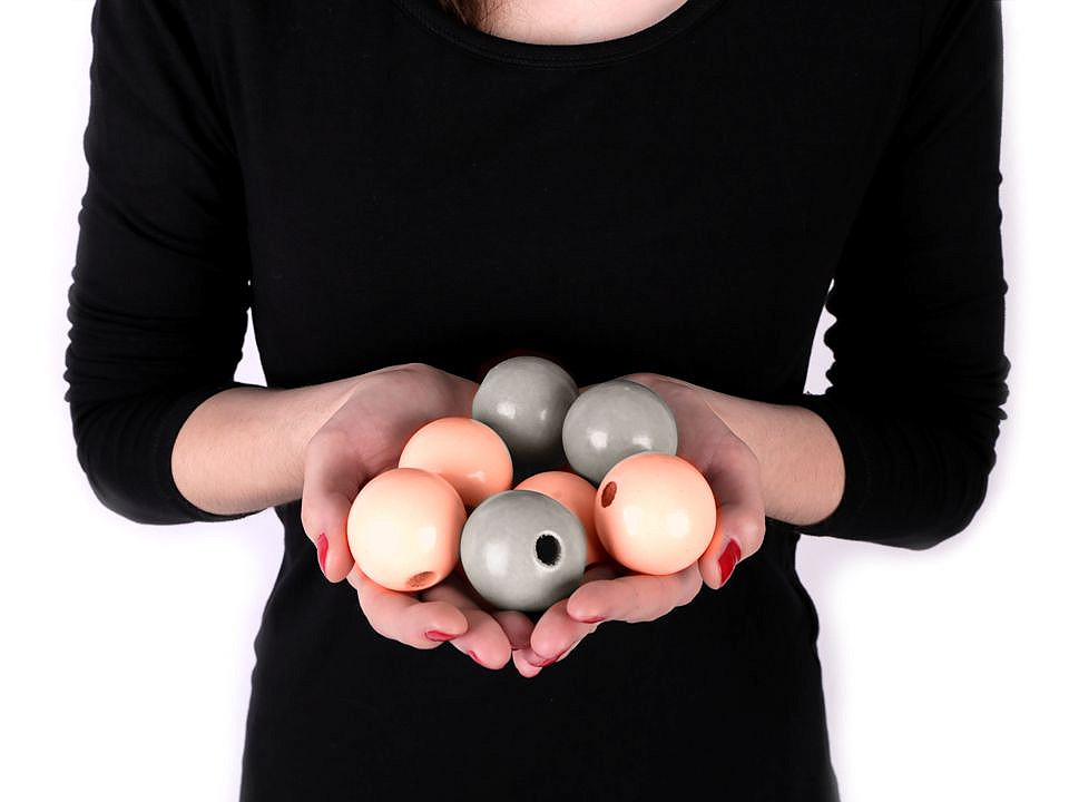 Mărgele din lemn, ø40 mm - Negru (10 Bucăți)