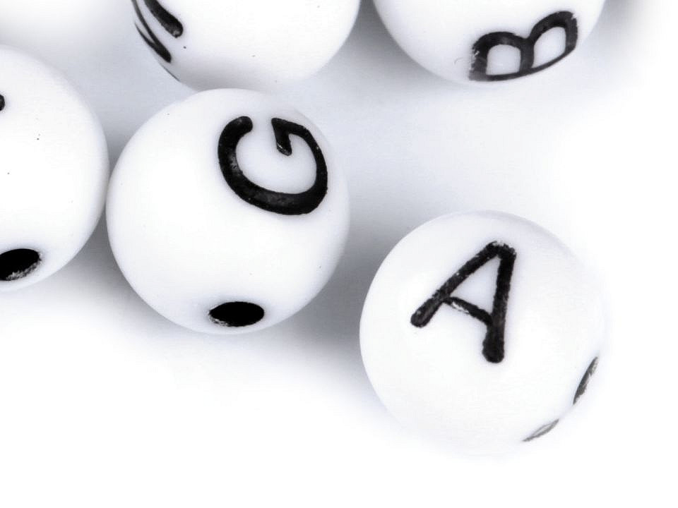 Mărgele din plastic cu litere, ø8 mm - Mix (25 Grame)