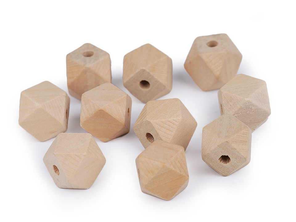 Mărgele din lemn natur, 15x15 mm - Natur (10 Bucăți)