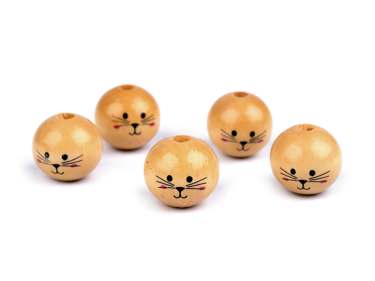 Mărgele din lemn cu față de animale ø20 mm - Natural deschis (400 Bucăți)