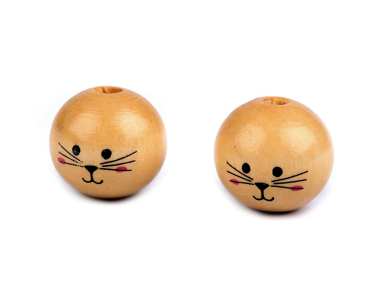 Mărgele din lemn cu față de animale ø20 mm - Natural deschis (400 Bucăți)