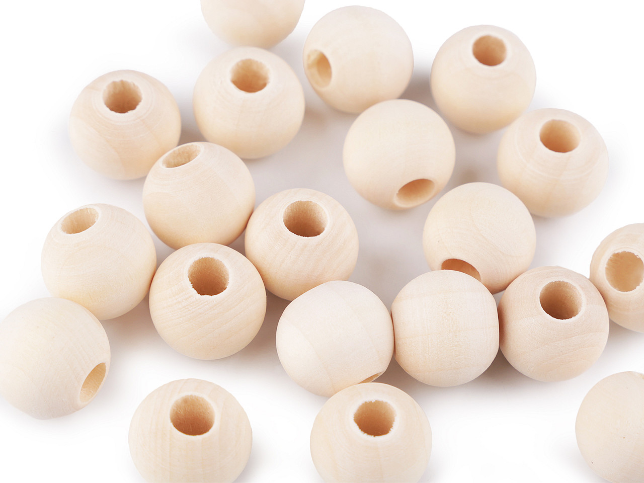 Mărgele din lemn nelăcuite ø18 mm - Natural deschis (600 Bucăți)