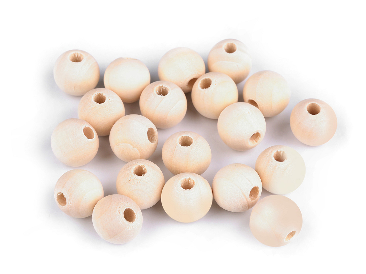 Mărgele din lemn nelacuite ø16 mm - Natural deschis (50 Bucăți)