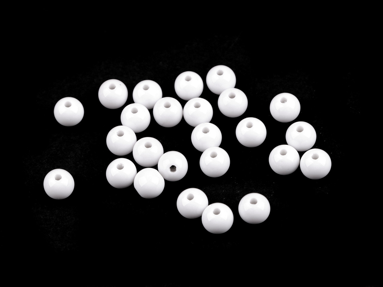 Mărgele plastic color ø8 mm - Alb (7 Grame)