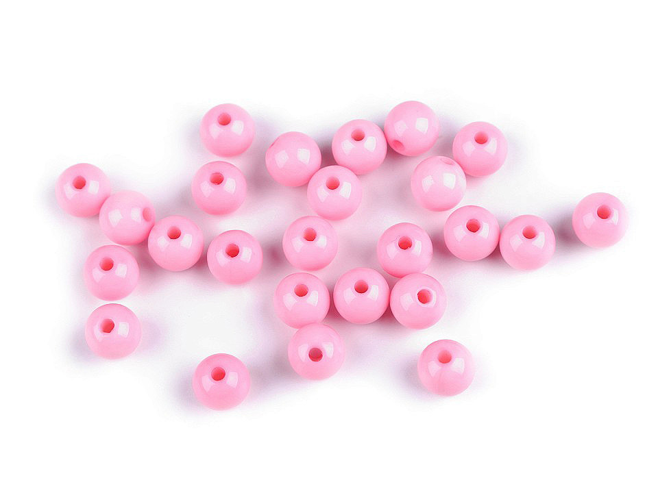 Mărgele plastic color ø8 mm - Alb (7 Grame)