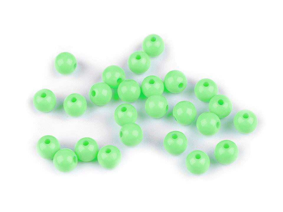 Mărgele plastic color ø8 mm - Alb (7 Grame)
