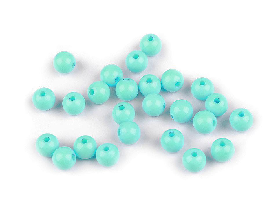 Mărgele plastic color ø8 mm - Alb (7 Grame)