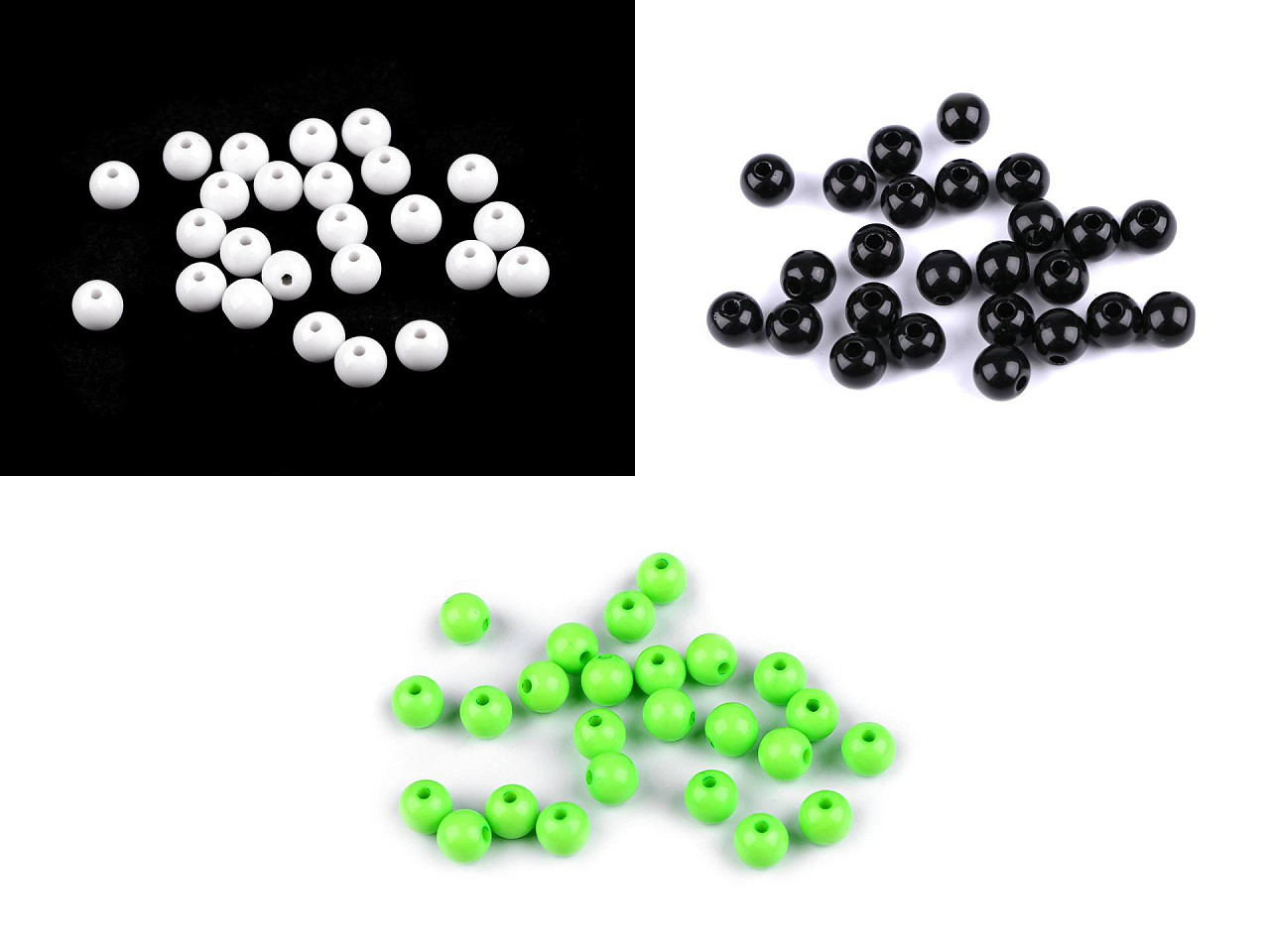 Mărgele plastic color ø8 mm - Alb (7 Grame)